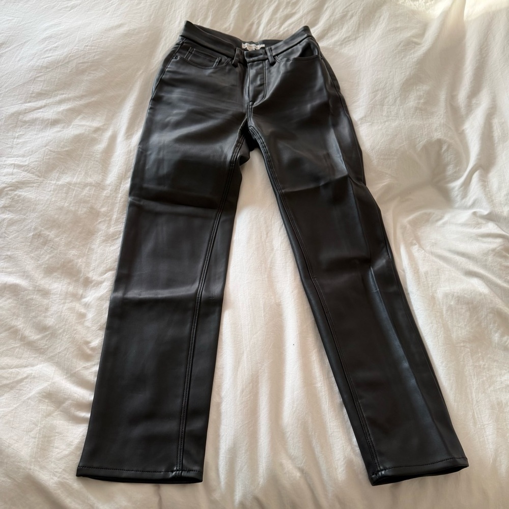 Good American Black Leather Trousers